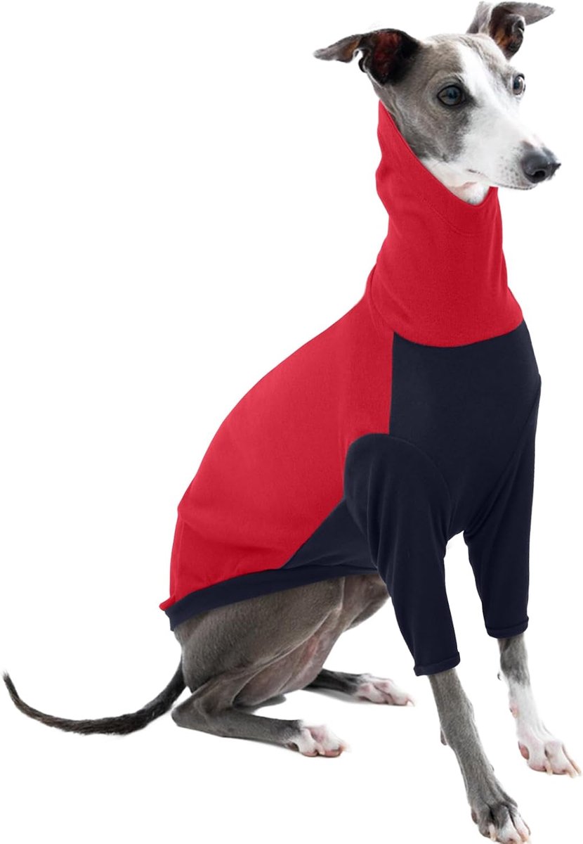 Jas Fleece, Lurcher Trui Warme Greyhound Trui Lurcher Jassen Fleece Hondensweatshirt Hondentrui voor Grote Honden (Rood, L)