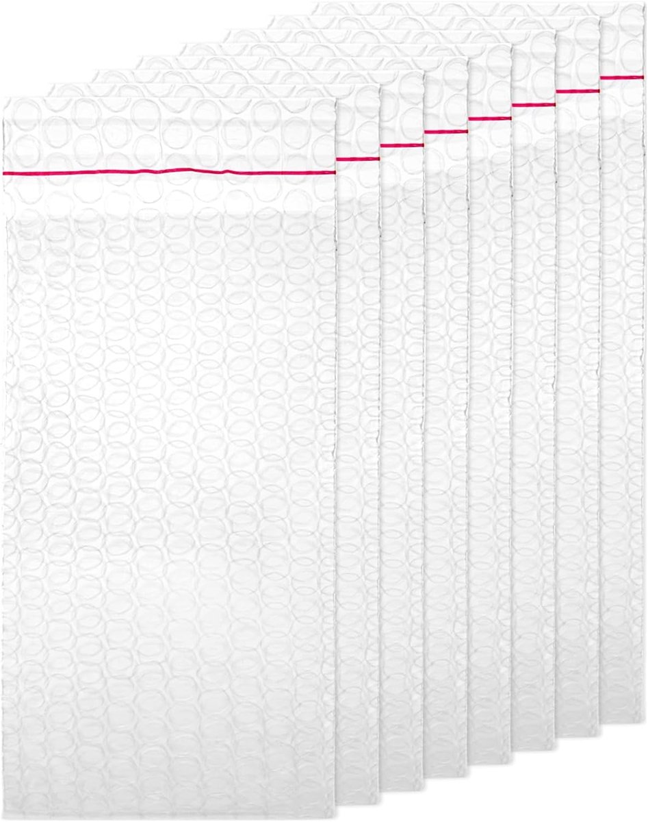 100 stuks luchtkussenzakken, 10 x 20 cm, zelfklevende verzendtassen, transparante envelopzakken, gevoerde enveloppen, bubbelzakken, luchtkussenenveloppen, verzendzakken voor verpakking