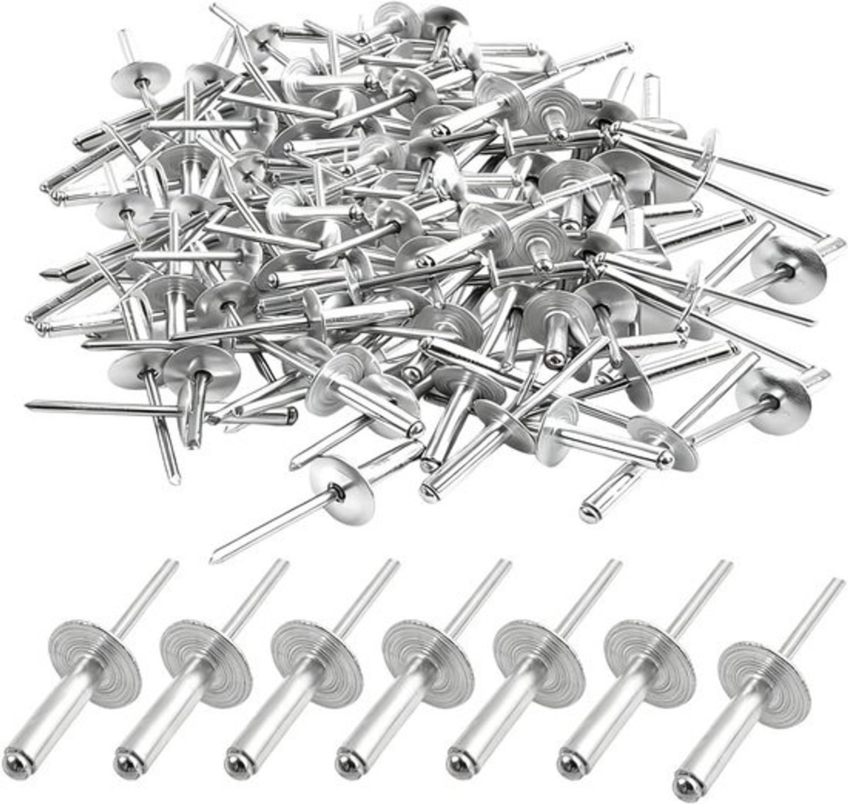 60 Stuks Blindklinknagels RVS en Aluminium 4,8 x 10 mm voor Montage