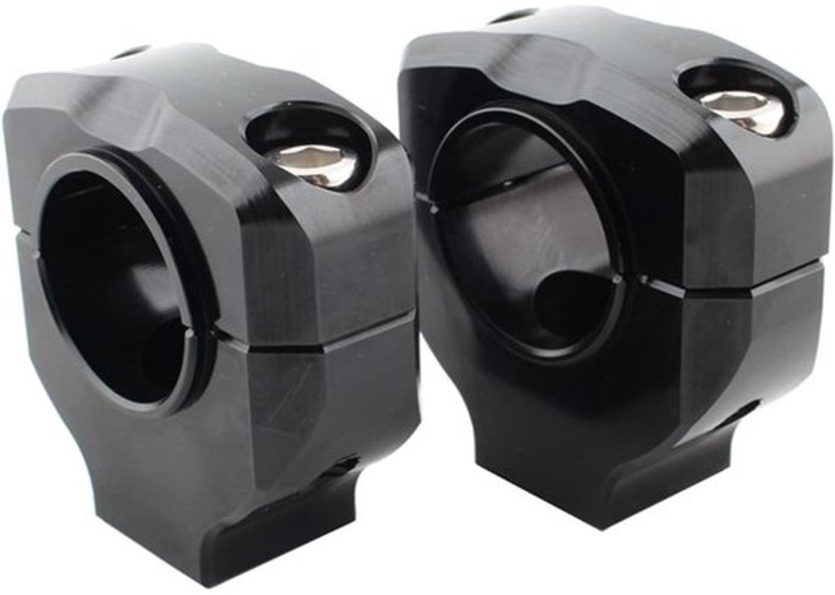 Stuurverhogers Motorfiets - Stuurklemmen Set - Comfortabel Rijden - Verstelbare Positie - 28 mm - Zwart
