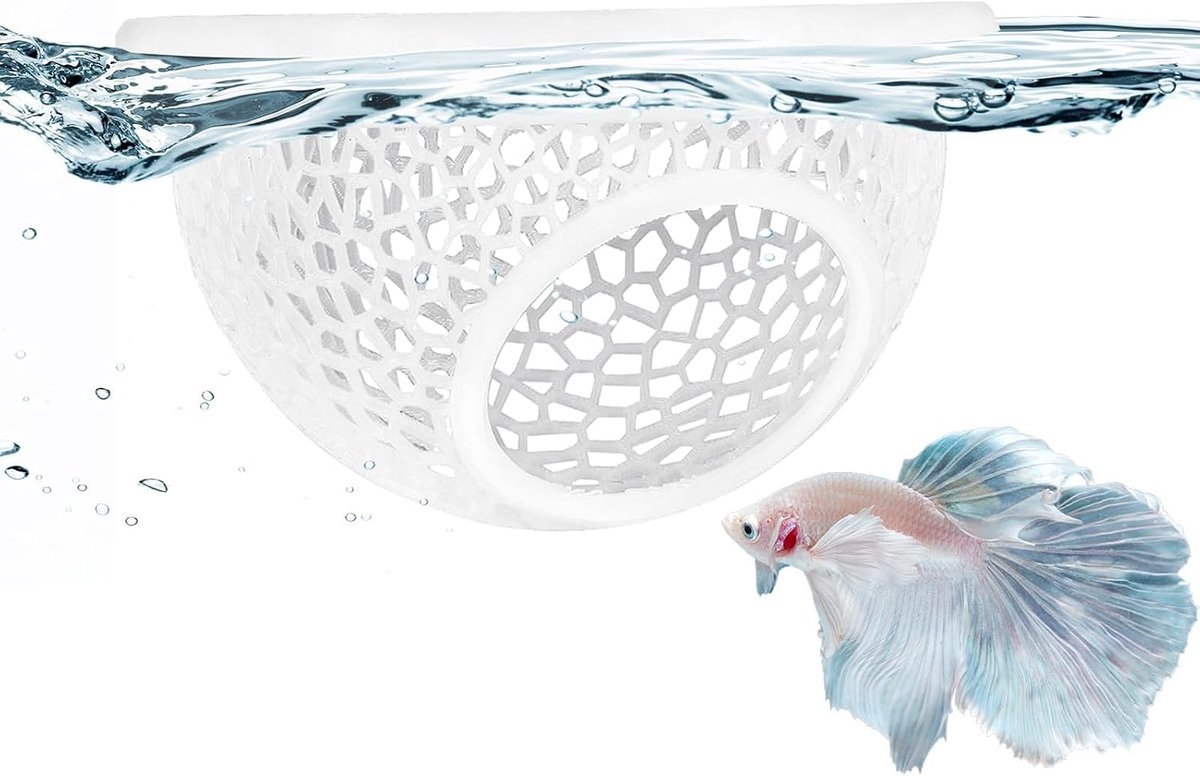 Schuilplaats Aquarium Wit, Halve Maantvormige Poreuze Grot voor Kampvissen en Kleine Waterdieren, Decoratie voor Uw Aquarium