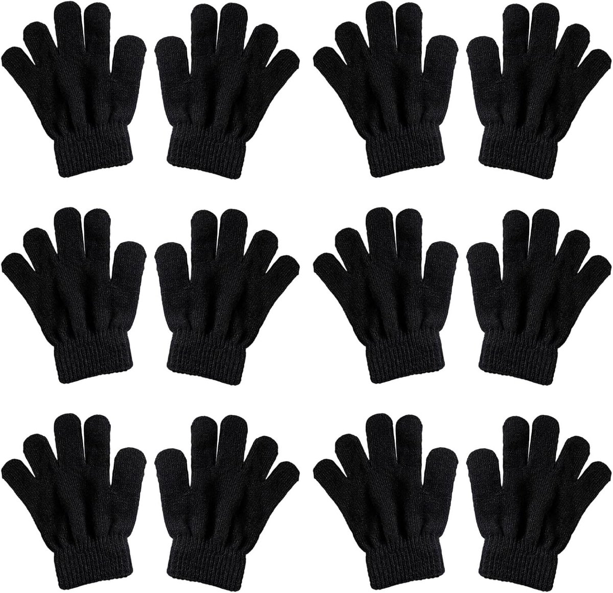 Handschoenen voor kinderen, elastische handschoenen met volledige vingers, gebreide handschoenen, uniseks, warme winterhandschoenen, voor jongens en meisjes van 5 tot 13