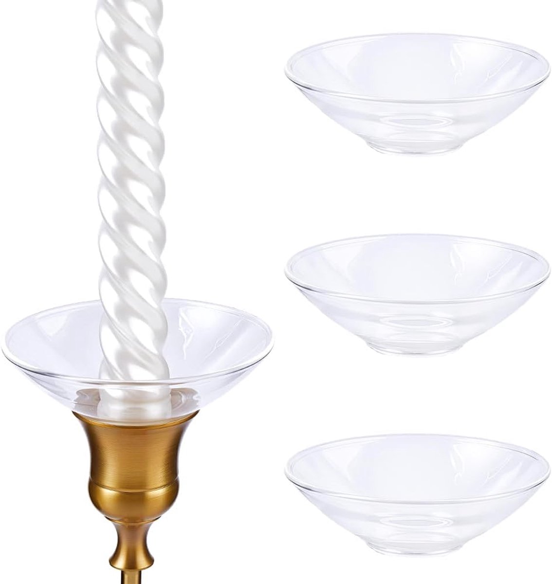 3 Stks Glazen Bobeches voor Kandelaar Houders Kom Vorm Kaars Tray Clear Kaarsen Druppelbeschermers Kaars Ringen voor Tapers voor Bruiloft Feest Kerk Thuis Tafel Centerpiece