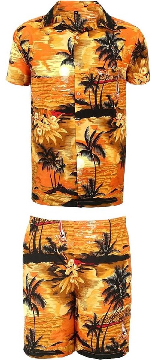Heren Hawaii Party Overhemd en Korte Broek Set voor Zomer & Vakantie