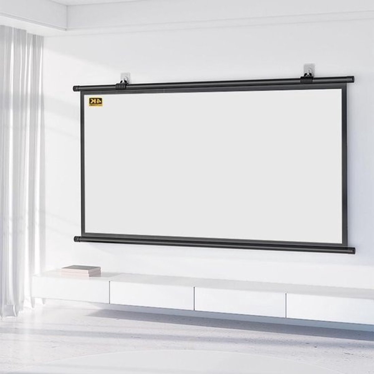 Projectiescherm Handmatig - Filmscherm Opvouwbaar - Home Cinema Ervaring - Glasvezel Materiaal - 30 Inch 4:3 - Zwart