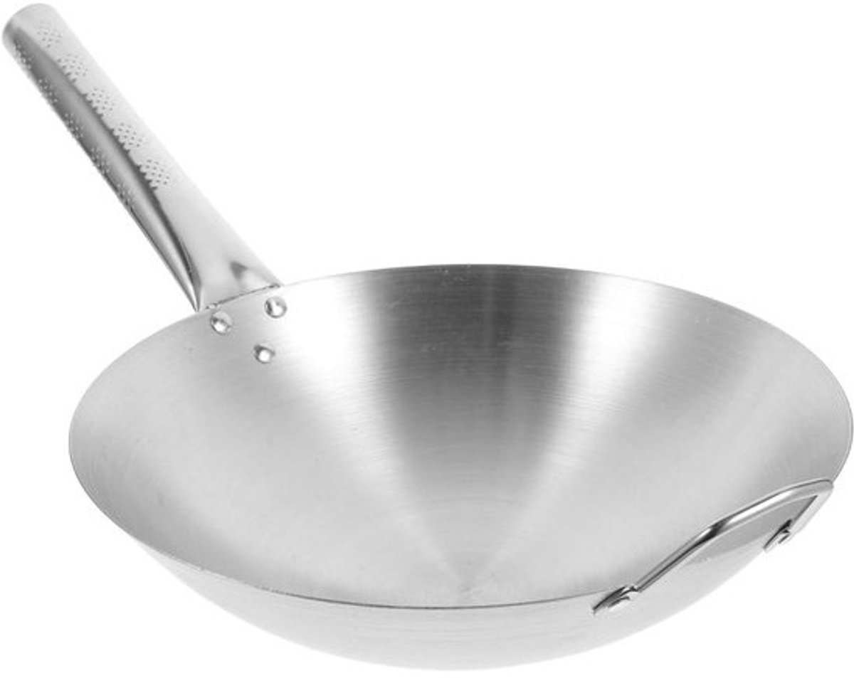 Inductie Wokpan - Antiaanbak Koekenpan - Dagelijks Koken - Gelijkmatige Warmteverdeling - 49x30cm - Zilver