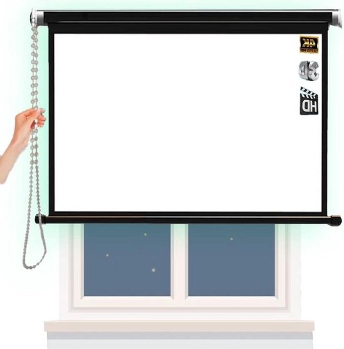 Projectiescherm - Filmscherm Beamer - Thuisbioscoop Creëren - Handmatig Intrekbaar - 60 inch 16:9 - Wit
