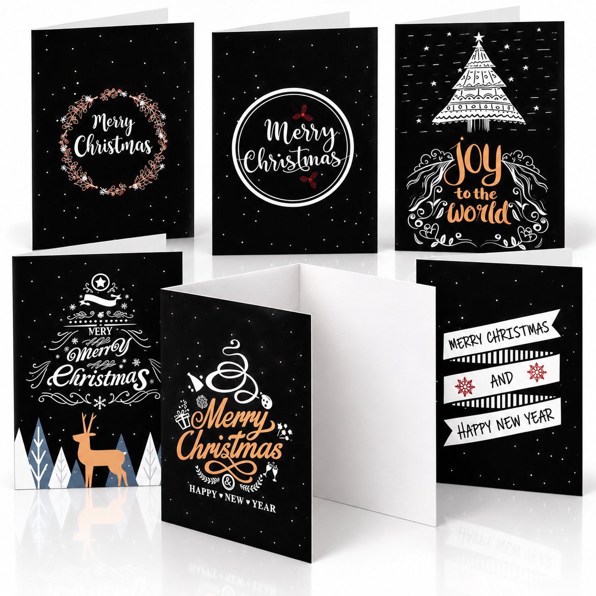 Twenty4seven® Kerstkaarten 6 Stuks met Enveloppen - Luxe Kerst Wenskaarten 15x10 cm - Nieuwjaarskaarten & Ansichtkaarten - Standaard Formaat