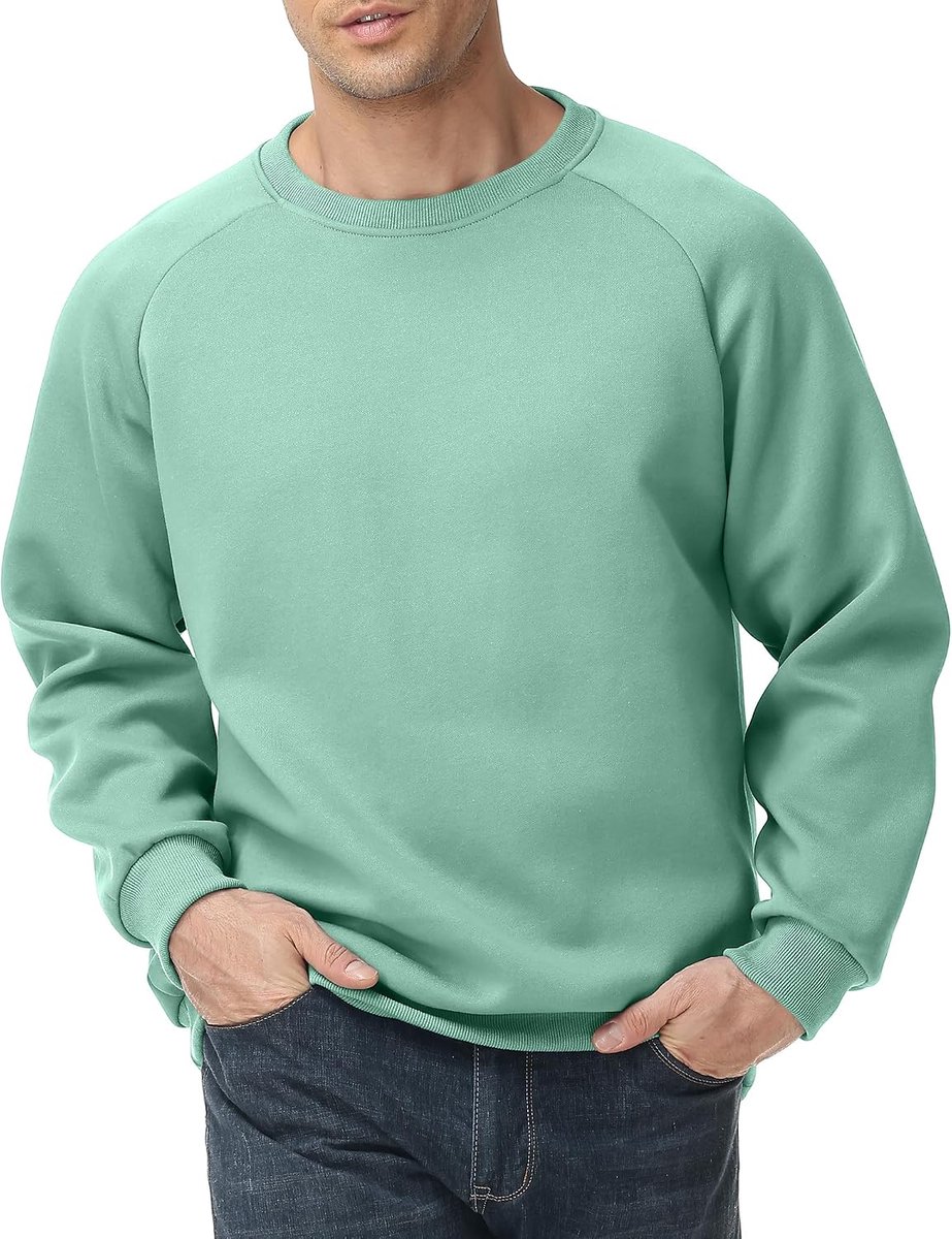 Sweatshirt voor heren van 100% katoen – zacht, warm en ademend sweatshirt met dubbellaagse stof voor dagelijks gebruik en vrije tijd