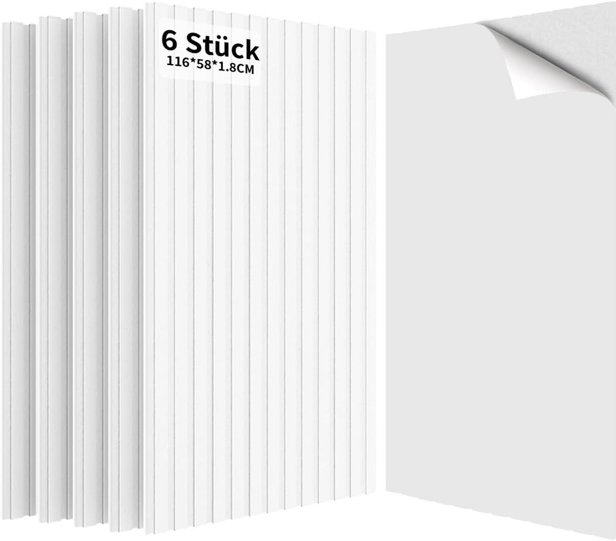 Zelfklevende Akoestische Panelen 116x58x1,8cm, 6 Stuks Geluidsisolerende Wandpanelen, 4,04㎡ Akoestische Wandbekleding & Wanddecoratie voor Studio Kantoor, Wit