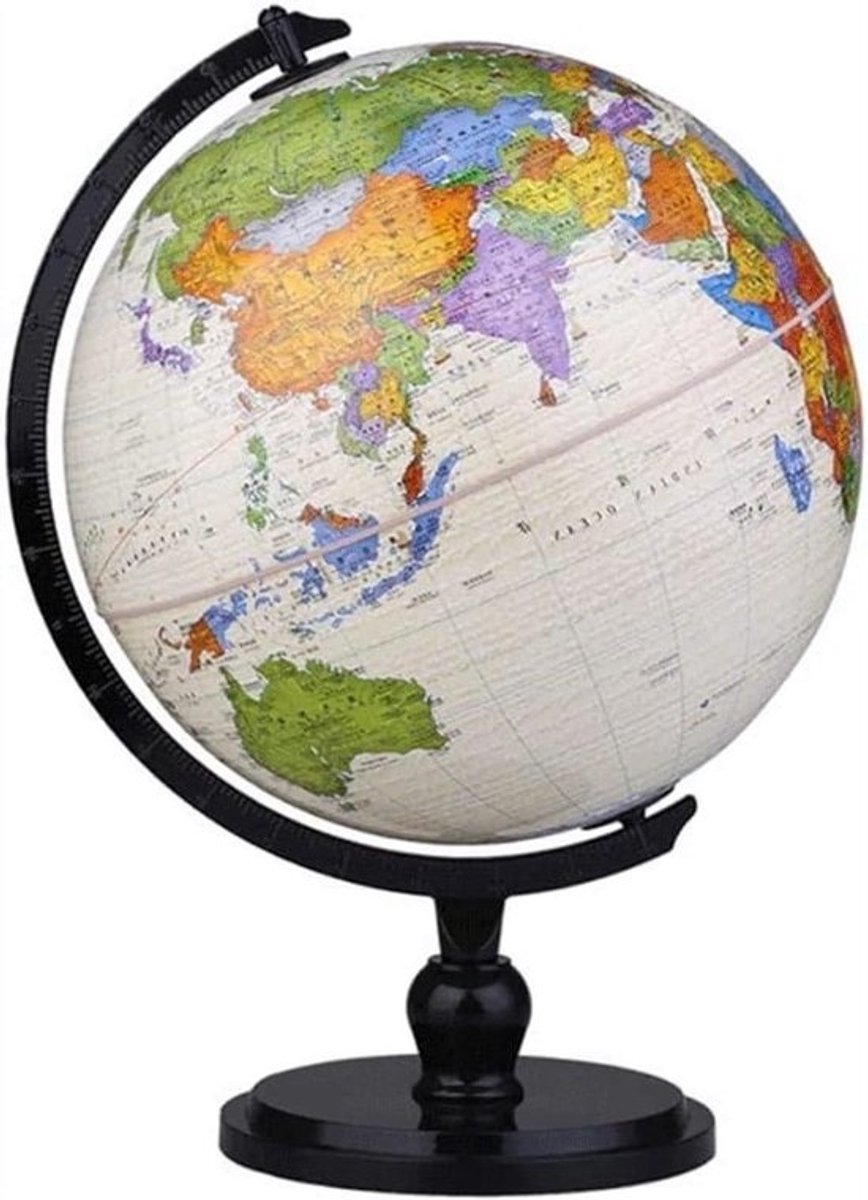 Wereldbol Bureau - Aardbol Geografie - Educatief Leren - Zinklegering Beugel - 25 cm Diameter - Klassiek