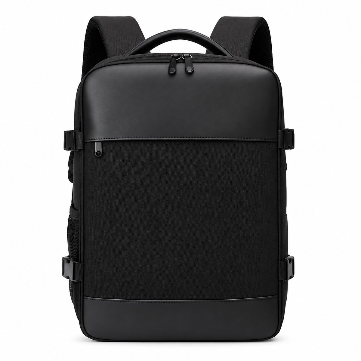 Reisgemak Reisrugzak met Laptopvak 15 inch - Trolleyband - Schooltas - Zwart