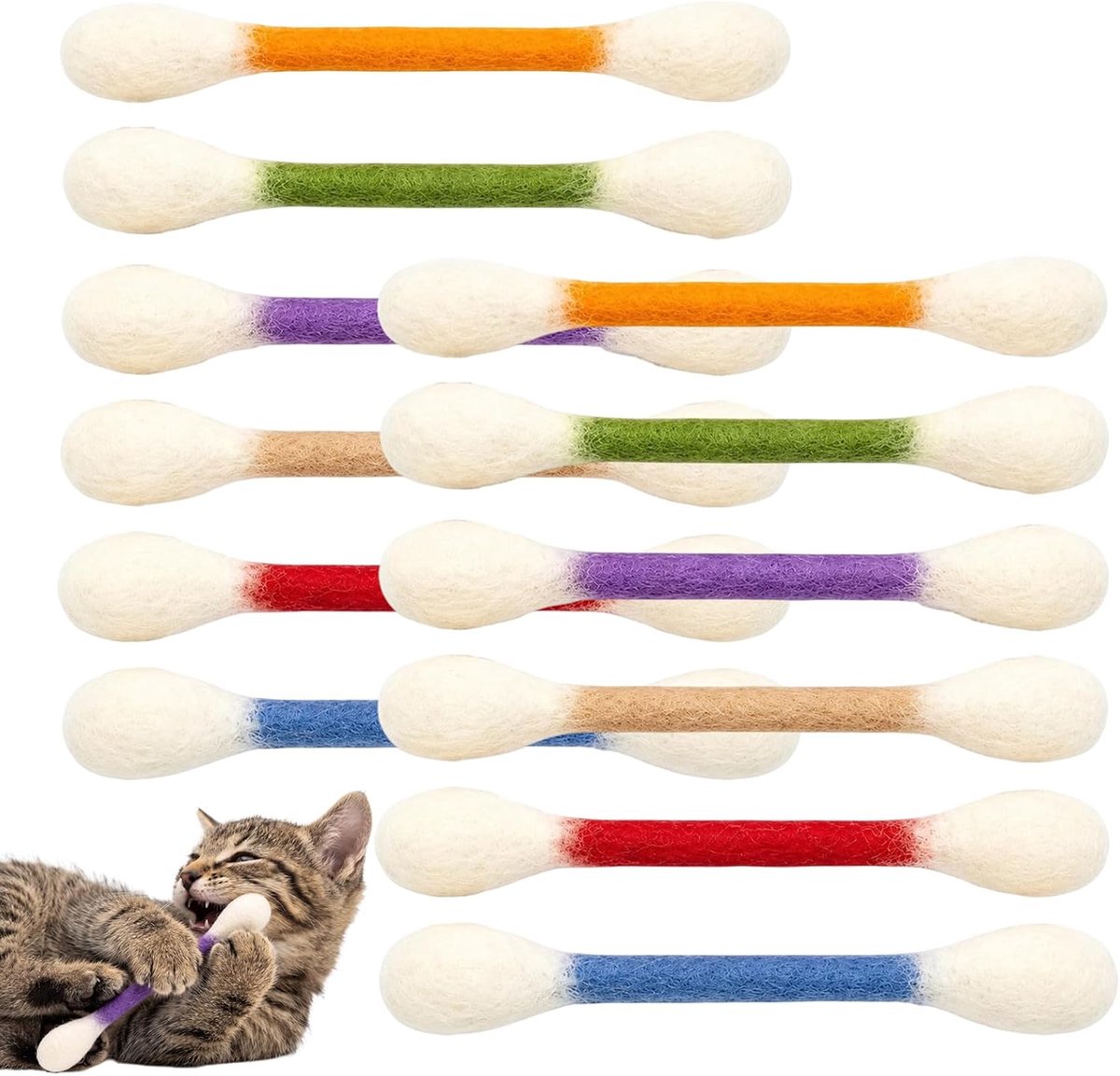 steel kat, katoenen staaf kattenspeelgoed, 12 stuks