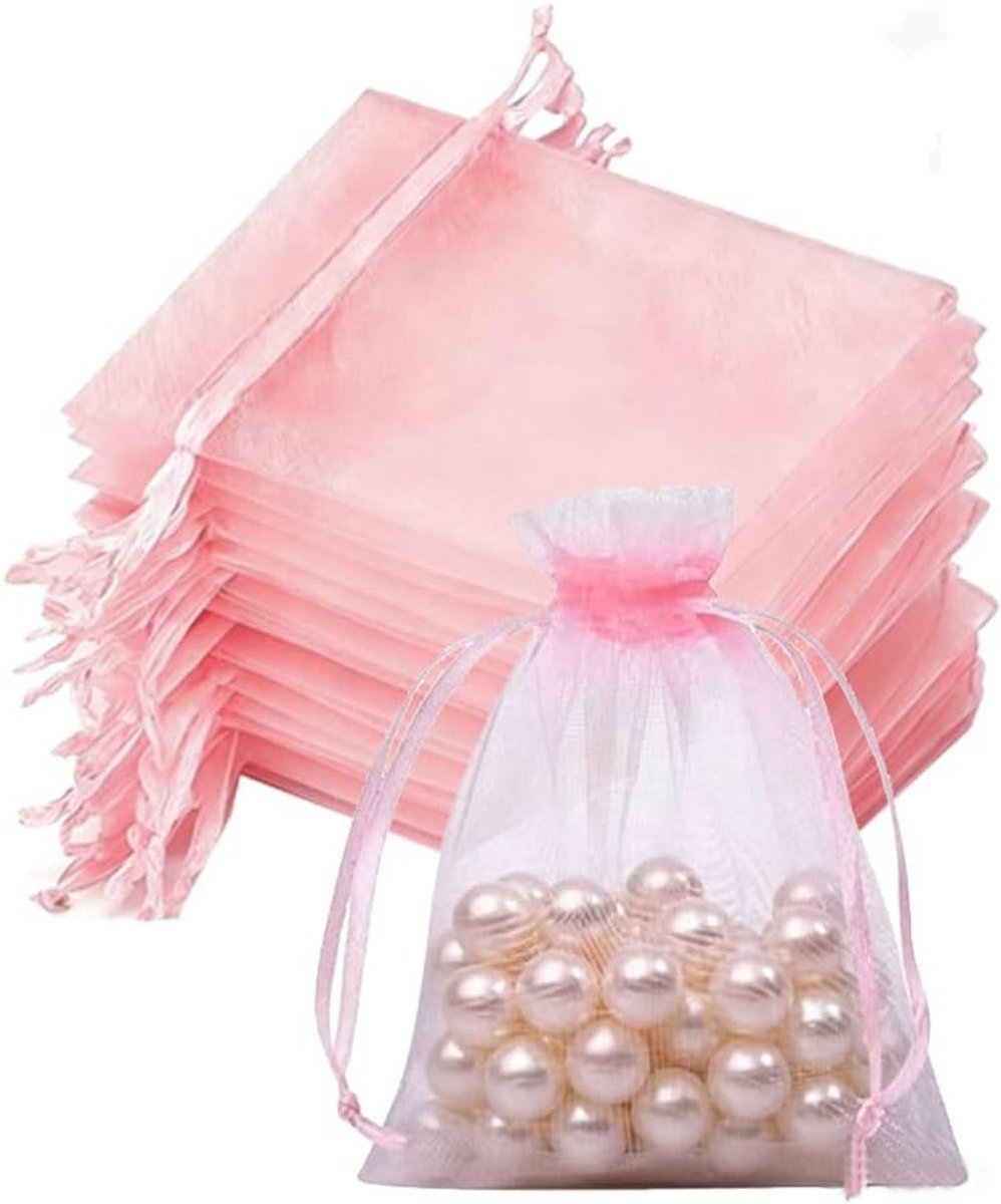 zakjes met trekkoord Bulk 100 stuks, Mesh Sheer Gift Bags met lint voor bruiloft gunst, sieraden verpakking, partij snoep, kerst goodie zakken