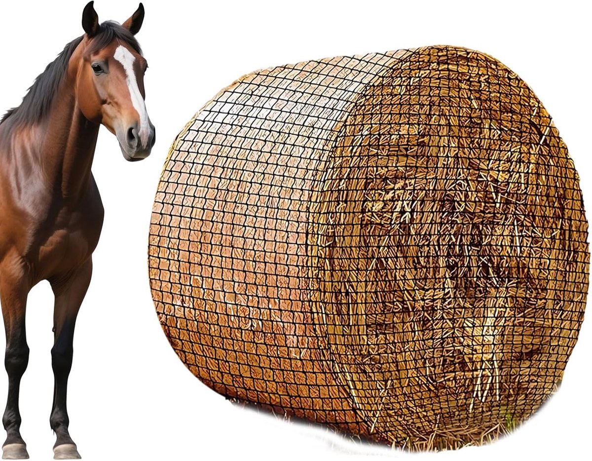Hooinet voor paarden, 152x152cm, voor ronde balen, slijtvast