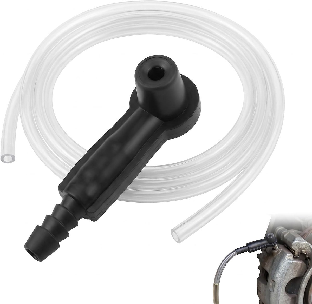 Remontluchtingsslang met adapter (1,2 m), remvloeistofwisselapparaat voor auto's, vrachtwagens, motorfietsen, remolie, wisselen, stekker, remontluchtingsslang, zwart