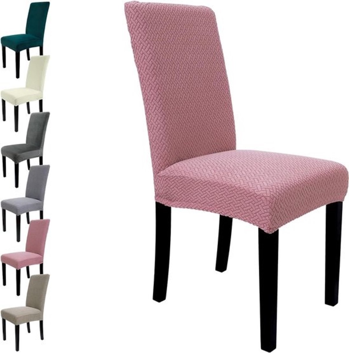 Stoelhoezen Eetkamer - Stoelbeschermers Set - Meubels Vernieuwen - Volledige Bescherming - 6 Stuks - Pastel Roze