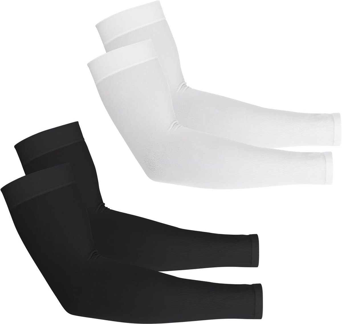 Dailygoods- Manchet UV-bescherming - Vingerloze Armhoezen - 2 Paar - Zwart/Wit - Katoen Spandex - Lengte 14,5 Inch