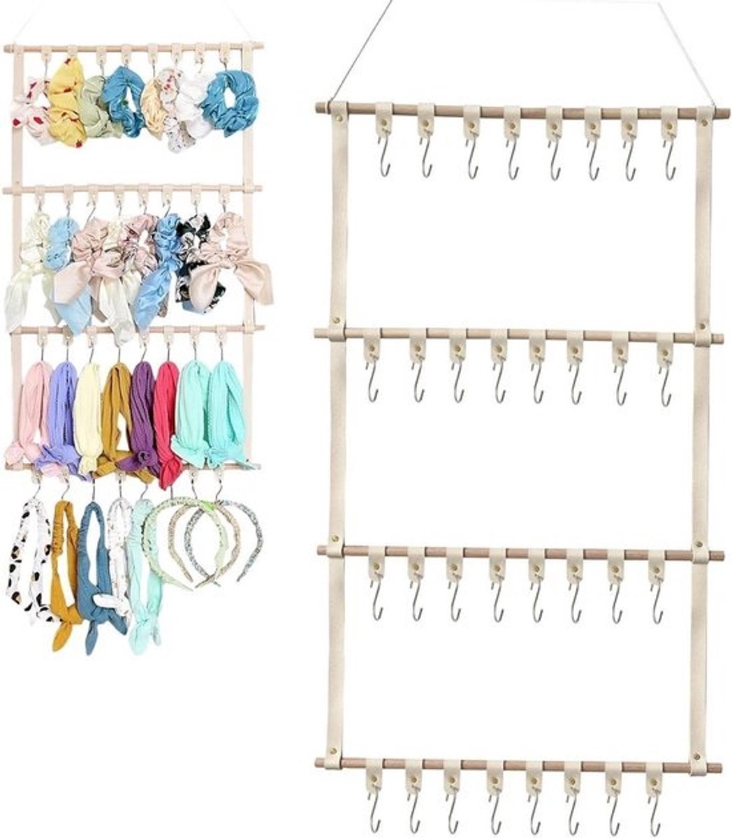 Haarstrikken Organizer - Hoofdband Houder - Accessoires Opbergen - Grote Capaciteit - 33 x 26 inch - Beige