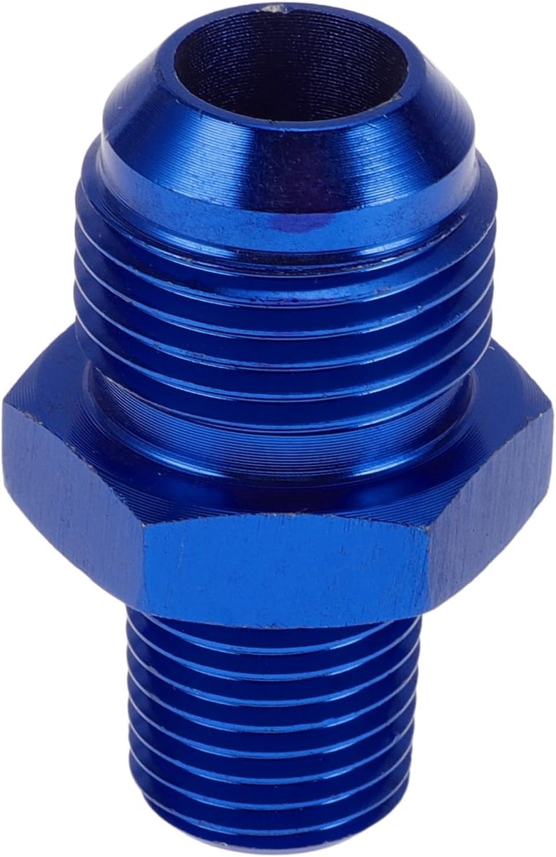 Dailygoods - Male Flare Reducer Hose Fitting Adapter TF-AN8-1/4 NPT Aluminium Blauw