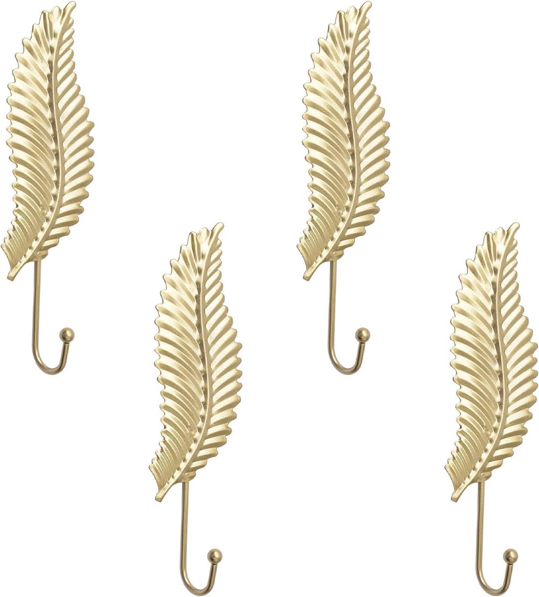 Dailygoods- Wandhaak Decoratief Bladeren - 4 Stuks - IJzeren Haken - Waterdicht - Zware Haken - Gouden Afwerking - Duurzaam Materiaal - Wandhaken