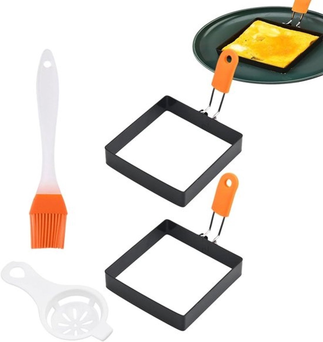 Eierringen - Omeletvorm - Ontbijt maken - Opvouwbaar handvat - 10 cm - Veelkleurig