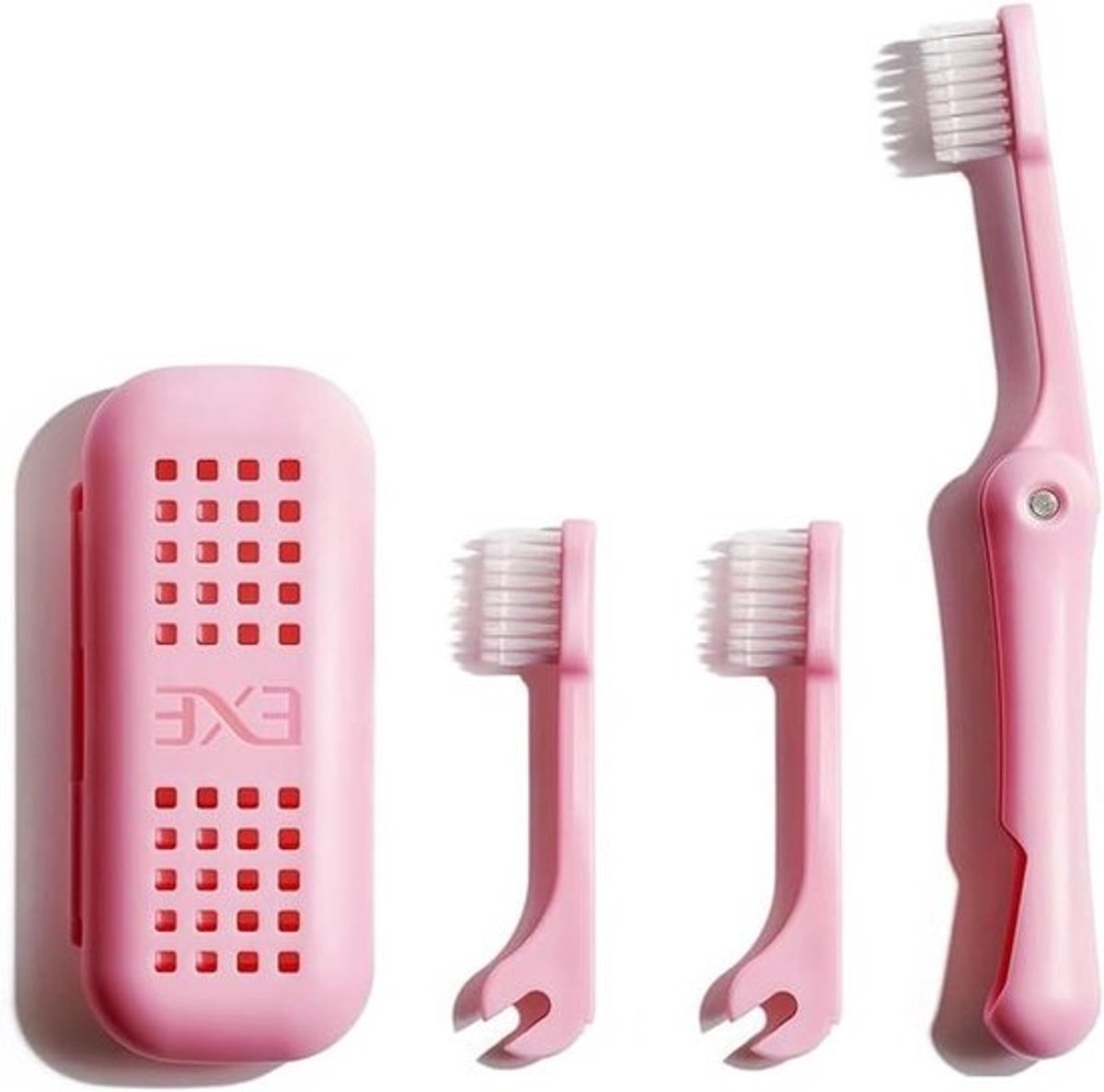 Opvouwbare Tandenborstel Set - Reis Tandenborstel - Hygiëne Onderweg - Verwisselbare Kop - 15.7 cm - Roze
