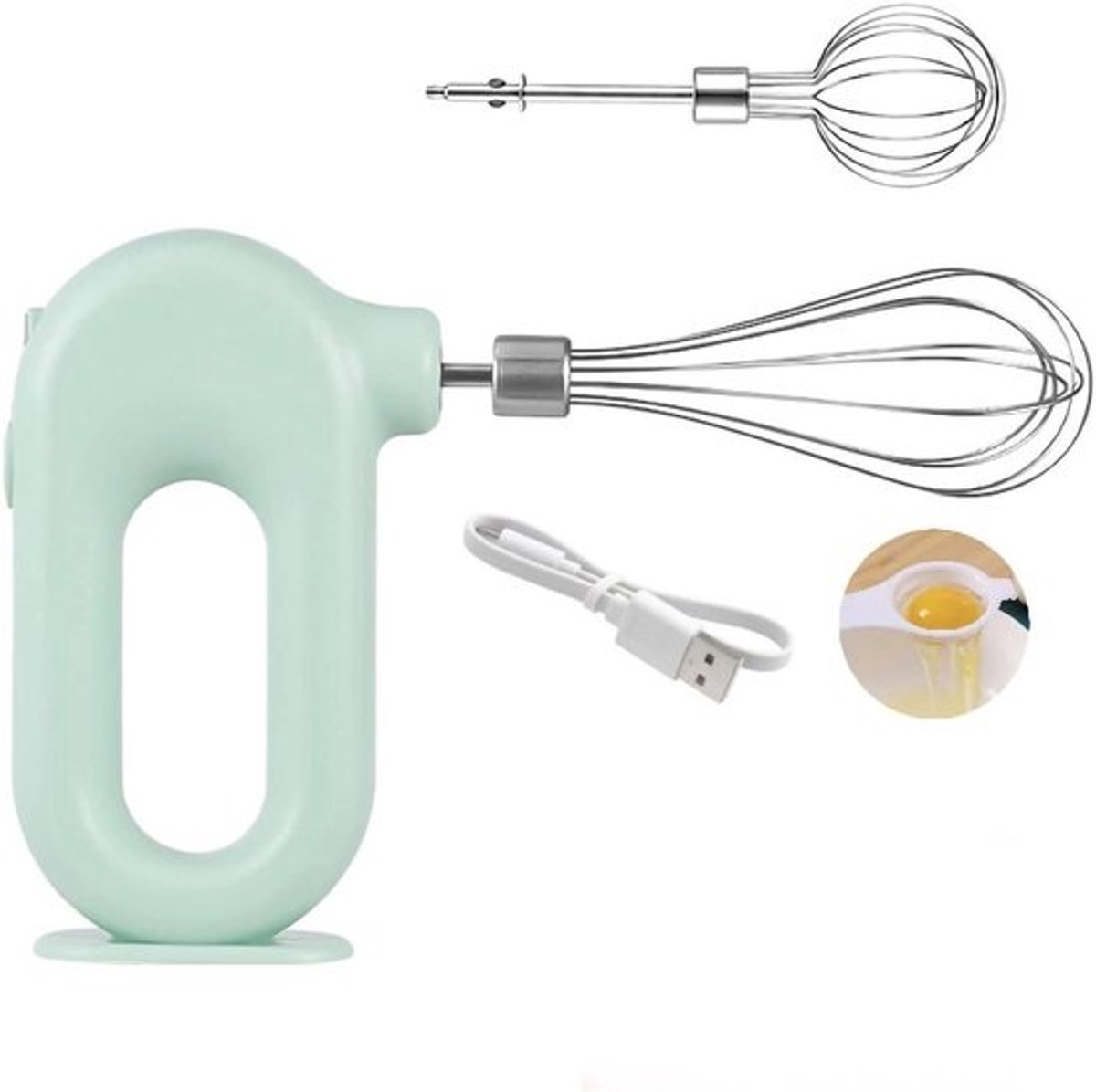 Draadloze Handmixer - Elektrische Klopper - Beslag Mixen - Vier Snelheden - 19D x 10B x 10H cm - Groen