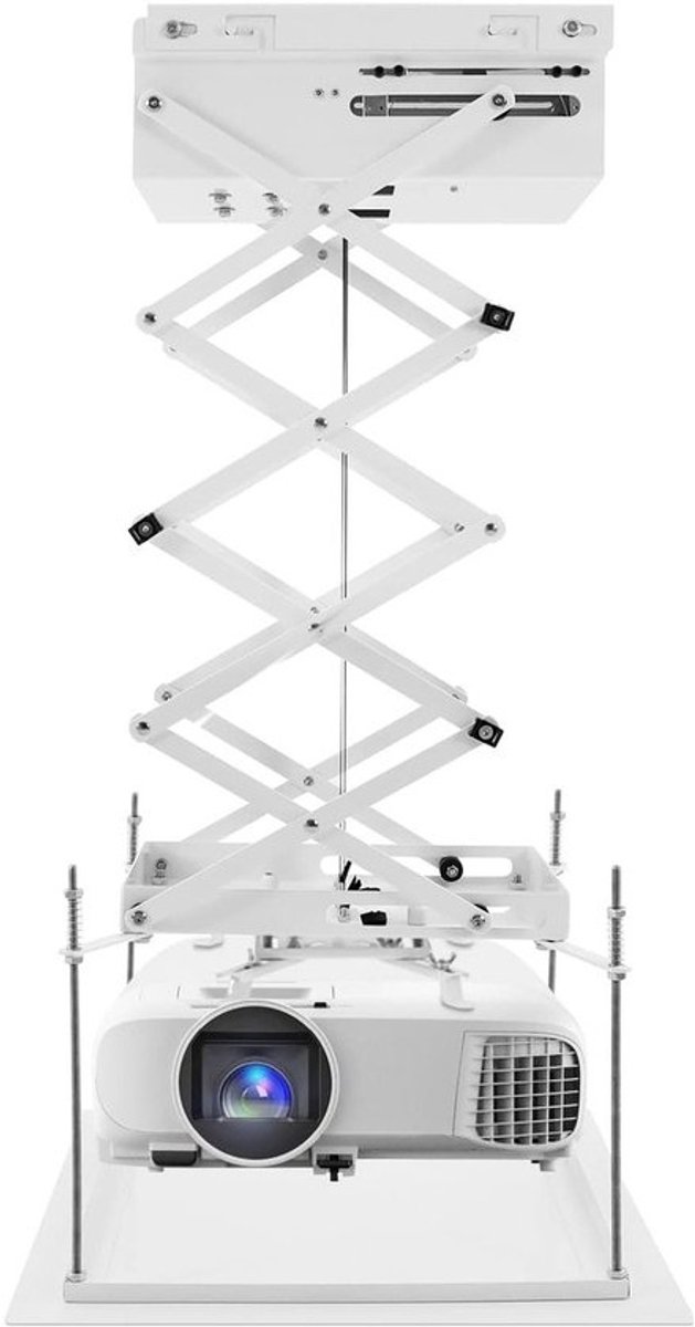 Projector Beugel - Plafondhouder - Thuisbioscoop Creëren - Elektrisch Verstelbaar - 50x50cm Bodemplaat - Wit