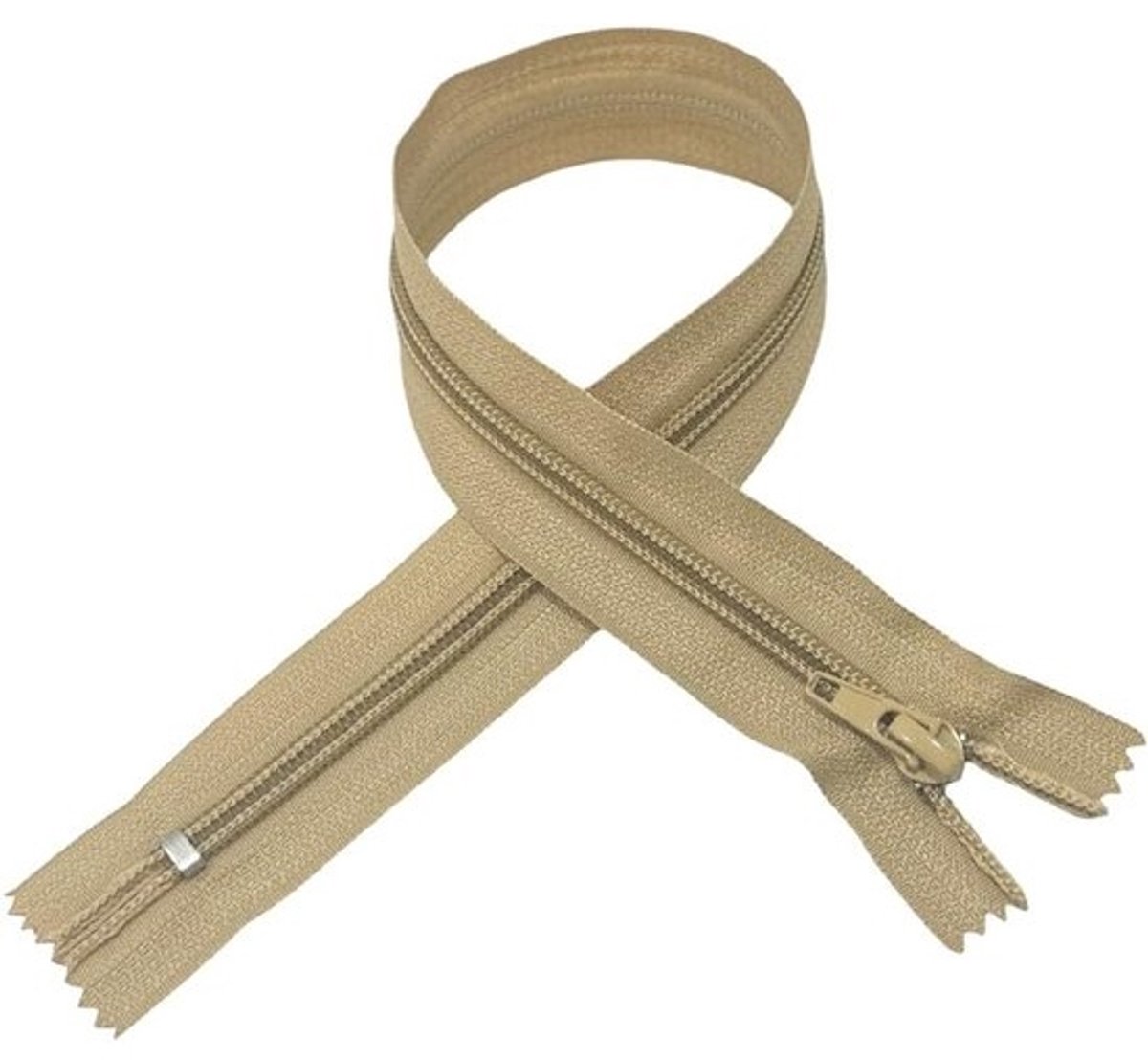 Gesloten Ritssluitingen - Nylon Ritsen - Kleding Maken - Semi-automatische Schuifregelaar - 3 Stuks 40 cm - Beige