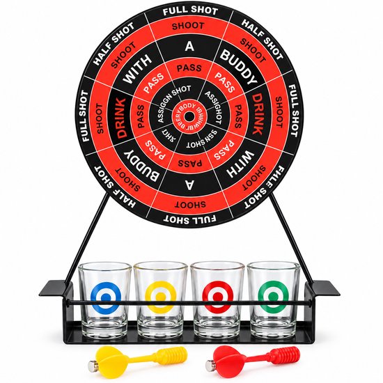 Drankspel - Drank Spel - Drinkspel - Darten - Dartboard - Magnetisch Dart Board - Dartbord - Inclusief 4 Shot glazen - Shots