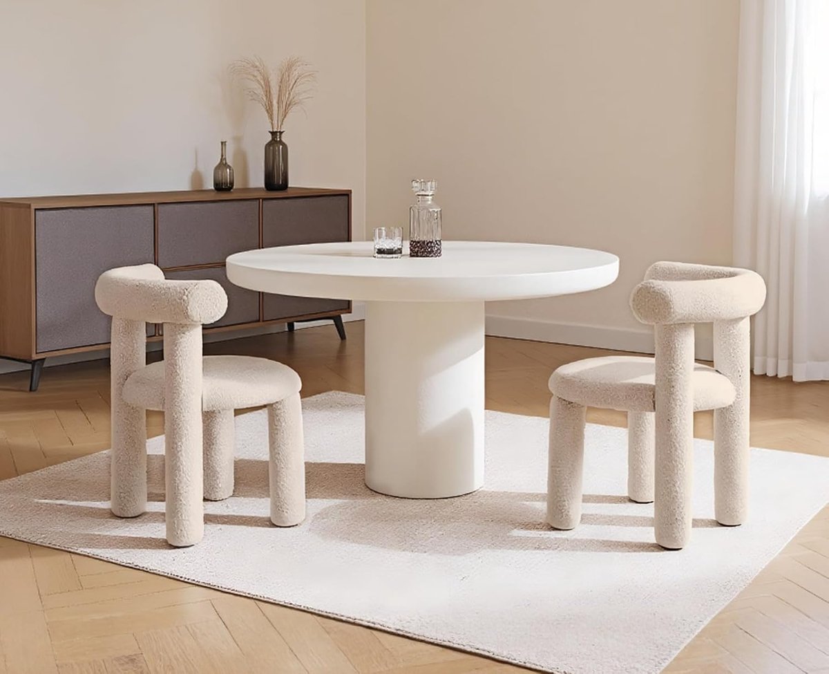Set van 2 Eetkamerstoelen Kaki – Zacht Gestoffeerde Stoelen zonder Armleuningen – Moderne Keukenstoelen & Accentstoelen voor Eetkamer, Woonkamer en Keuken