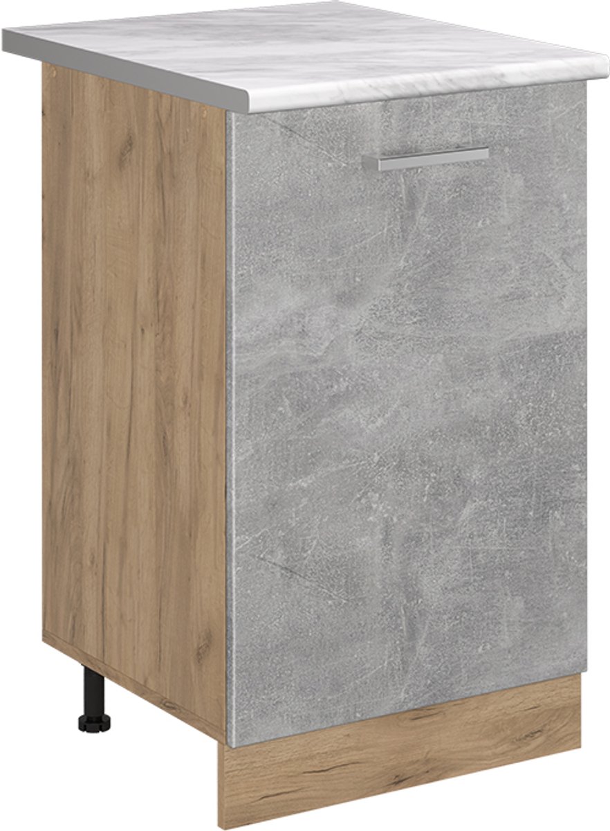 Vicco Keukenonderkast R-Line, Beton/Goudkleurig Eiken, 50 cm marmer werkblad