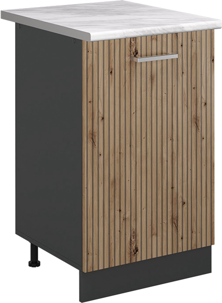 Vicco Keukenonderkast R-Line, Artisanaal eiken/Antraciet, 50 cm marmer werkblad
