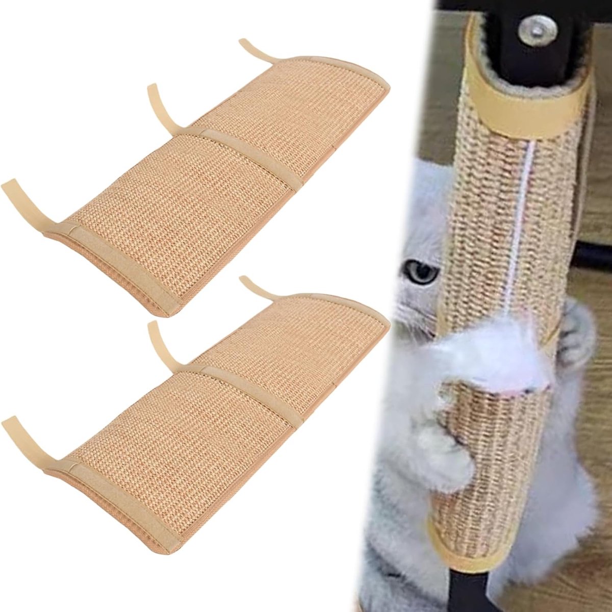 Krabplank voor katten, 25 x 50 cm, krasbescherming voor bank, kat, kattenbeschermingsmat, meubelbescherming, krabmat, sisal, krabmat voor bank, meubels, deur, krasbescherming, tafelpoot, beige