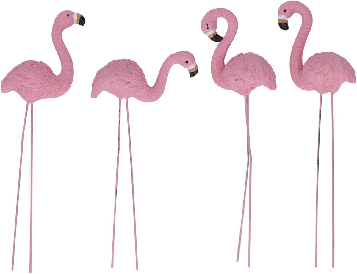 4 stuks roze flamingo tuinbeeld fijne stijlvolle levendige kleine roze flamingo tuin standbeeld voor tuin gazon patio tuin decoraties