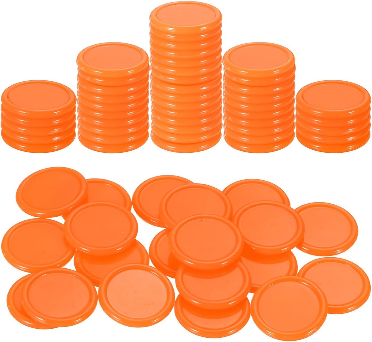 100 stuks kunststof deeggen, mini-bingo-vijgen, teller, leerschijven, tellers, ondoorzichtige markeringen, speelmerken om te spelen, oranje