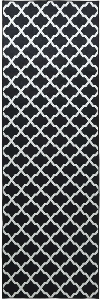 vidaXL Tapijt - Runner - LESAKA - Zwart - en - wit - 50 - x - 100 - cm - Diamantvelvet