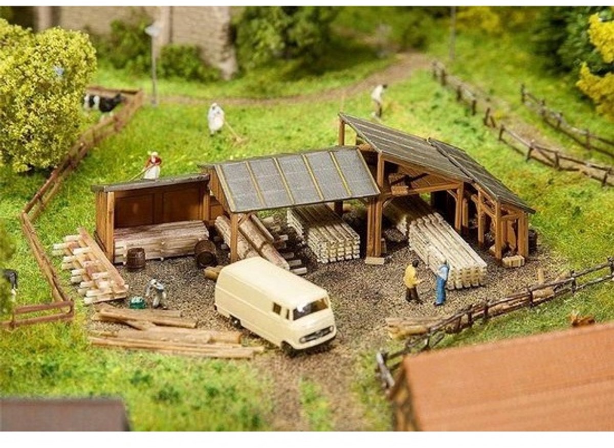 Timber Storage Sheds N Scale Bouwset - Houten Lagerschuur voor Modelbouw