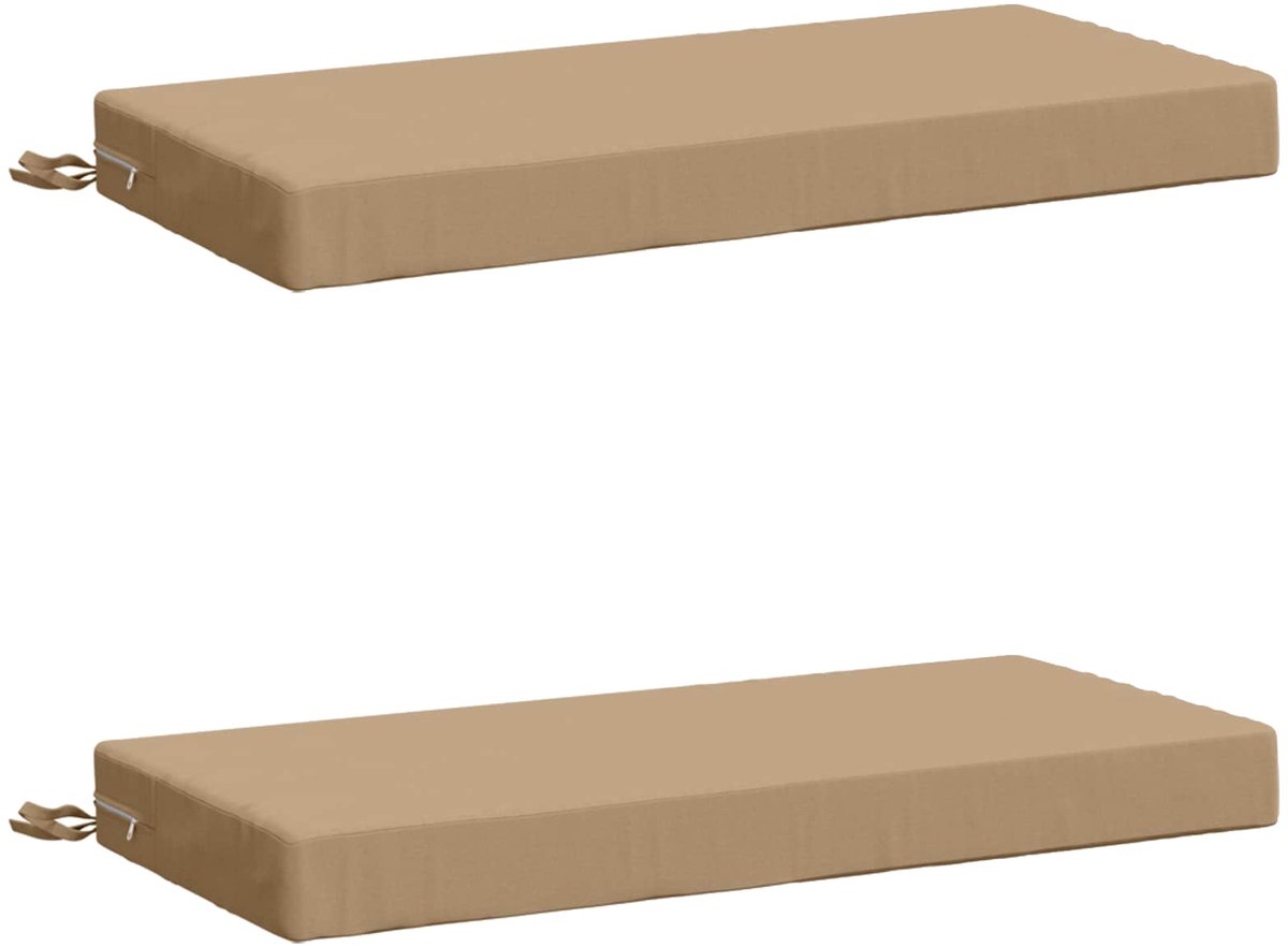 vidaXL Bankkussens - SOEST - 2 - st - 100% - Polyester - Zand - 60 - x - 40 - x - 8 - cm