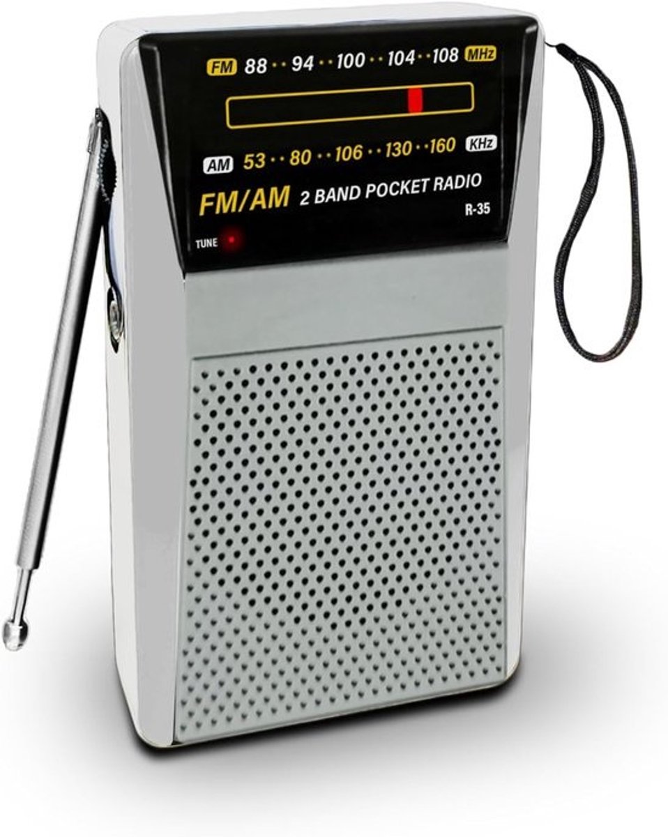SnelShoppen - Portable Radio, Compact AM/FM Batterij Radio voor Pocket met Uitstekende Ontvangst en Hoofdtelefoon Jack, Mini Walkman voor Buiten, Binn