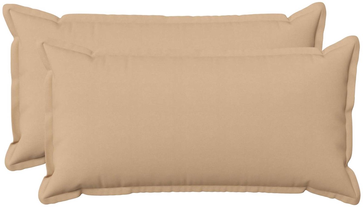 vidaXL Dekenkussen - 2 - st - HOUTEN - Crèmekleurig - 40 - x - 80 - cm - Faux - Linnen