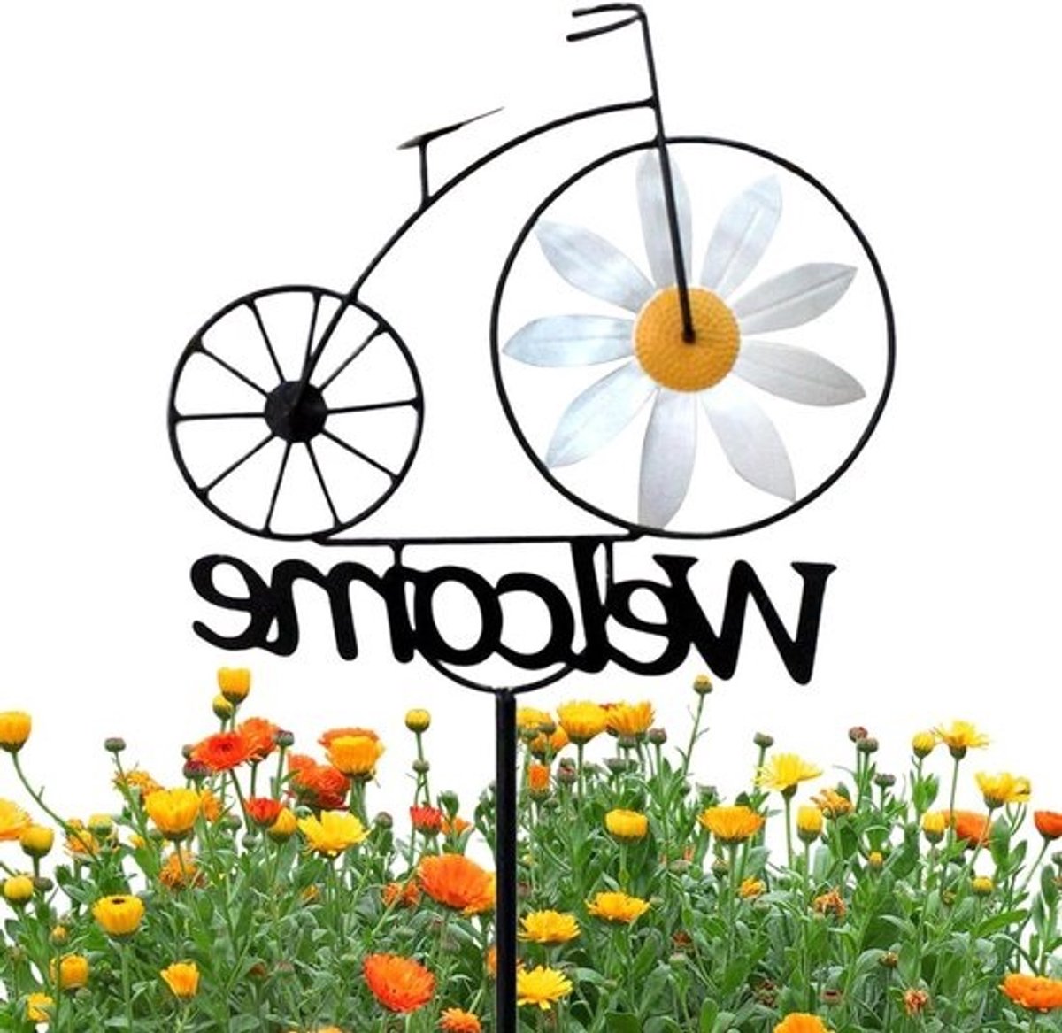 Windspinners Tuindecoratie - Windmolen Tuin - Buiten Decoreren - Weerbestendig Ijzer - 120 cm - Geel