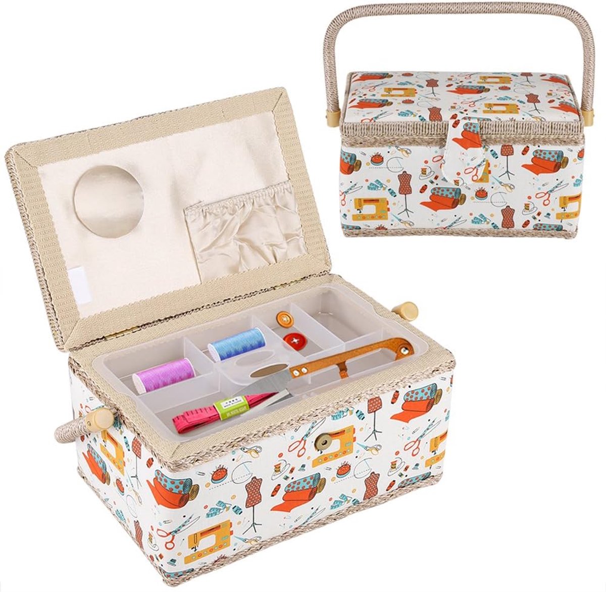 Dailygoods- Opbergdoos 27,8 x 18 x 14,5 cm - Opbergdoos met deksel - Opbergdoos voor thuis - Opbergdoos voor op reis - Opbergdoos multifunctioneel - C