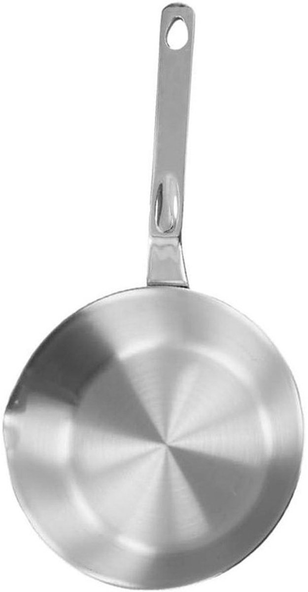 Eierpan Roestvrij Staal - Omelet Pan - Enkele Portie Koken - Met Schenktuit - Compact Formaat - Zilver