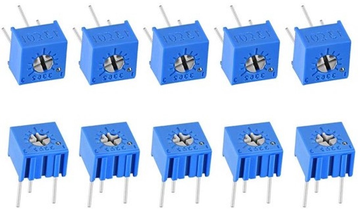 Trimpotentiometer Bovenverstelbaar - Variabele Weerstand - Elektronische Projecten - 10K Ohm - 7x7x11 mm - Blauw