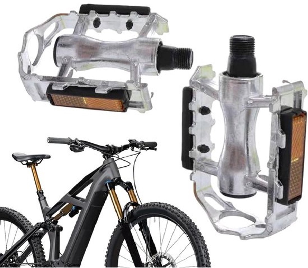 Fietspedalen Set - Racefiets Onderdelen - Fietsen Verbeteren - Snelle Activering - 2-delig - Zilver