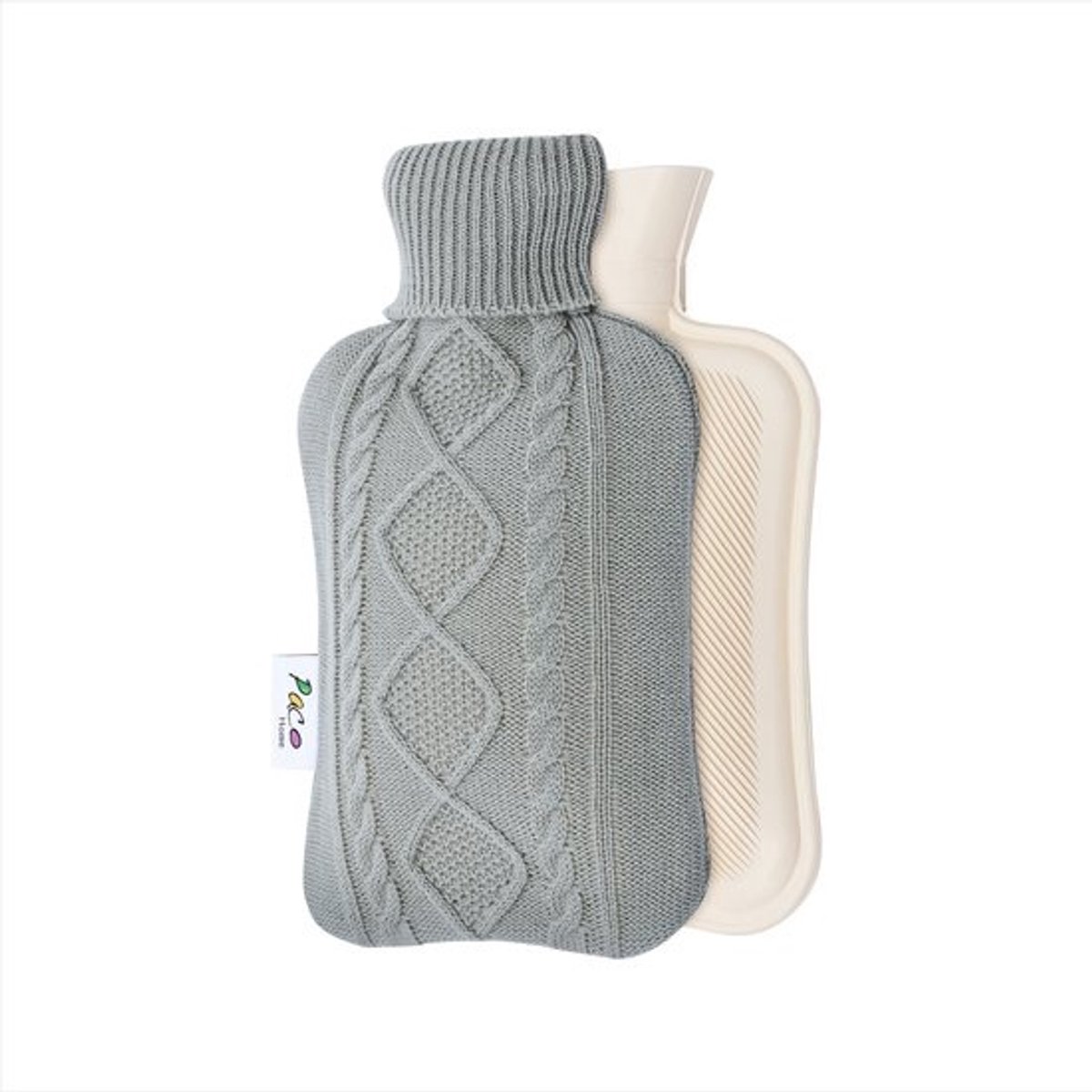 Paco Home Warmwaterkruik Hoes Fleece 2L Bedkruik Gebreide Hoes Kinderen Volwassenen Zacht