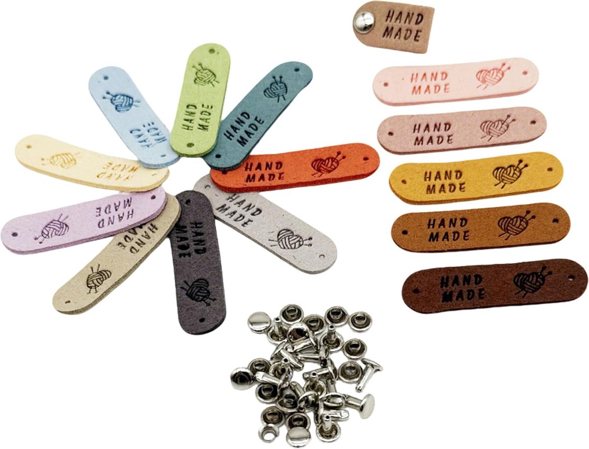 Dailygoods - Handgemaakte Lederen Etiketten met Klinknagels Set