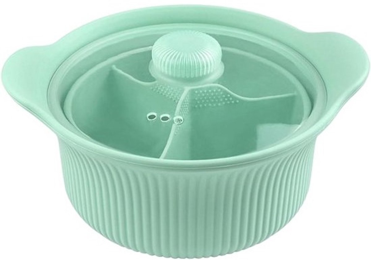 Magnetron Stoompan - Siliconen Kom - Gezond Koken - Onafhankelijke Kookvakken - 20 x 11 x 11 cm - Groen